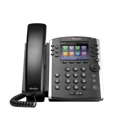 Black phone and silver phone on the side showcasing a Business phone system for efficient office communication and professional setup