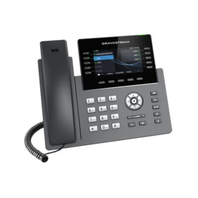 Black and white phone on table, highlighting best IVR services, office PBX telephone service, and business PBX phone system