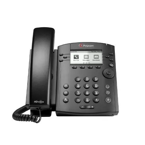 Modern black business phone on the floor, ideal for VoIP services, corporate communication tools, and efficient office phone systems