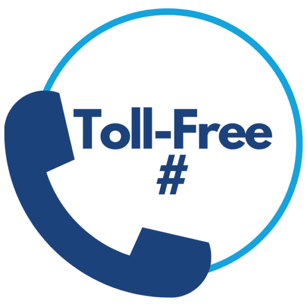 A blue phone icon with Toll-Free text inside a circle.