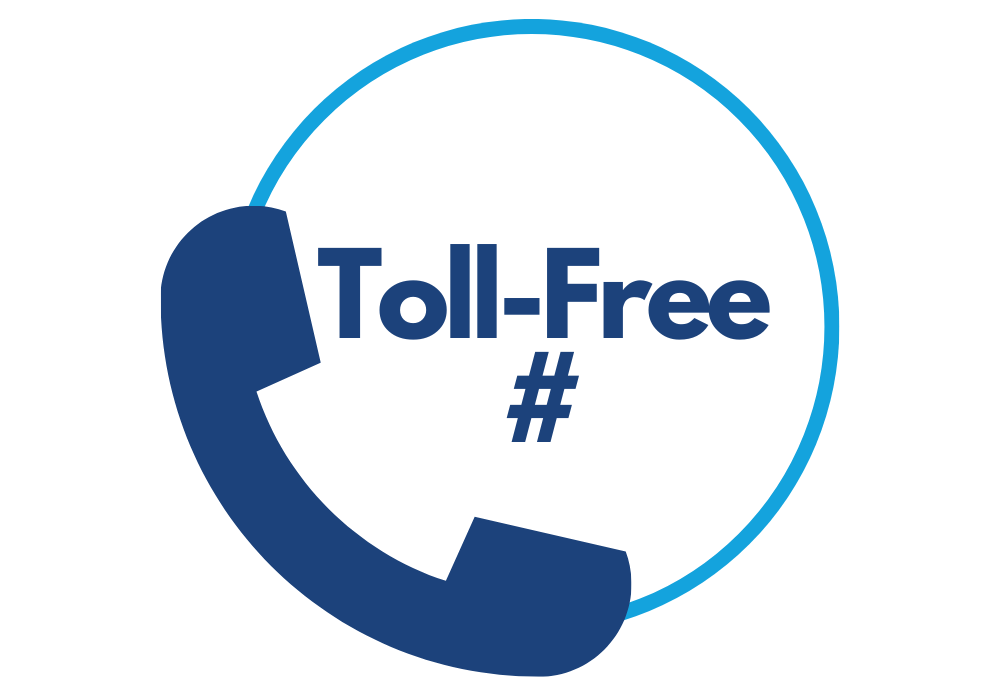 A blue phone icon with Toll-Free text inside a circle.