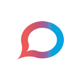 A red and blue speech bubble with an oval inside, representing Enterprise PBX telephone systems, affordable office PBX services, and PBX phone systems for companies.